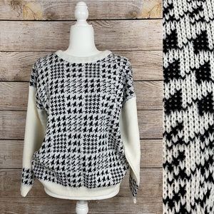 Vintage 90’s Frederick's of Hollywood Houndstooth Black & Cream Knit Sweater